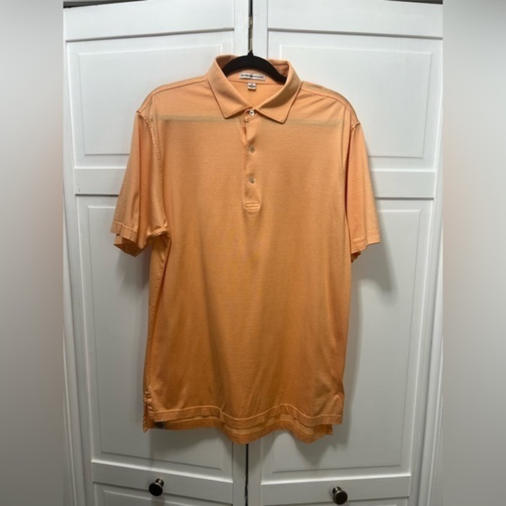 Peter Millar Men’s Polo Short Sleeve Shirt. Color Orange And White Size …